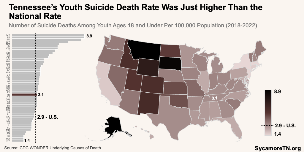 Tennessee’s Youth Suicide Death Rate Was Just Higher Than the National Rate